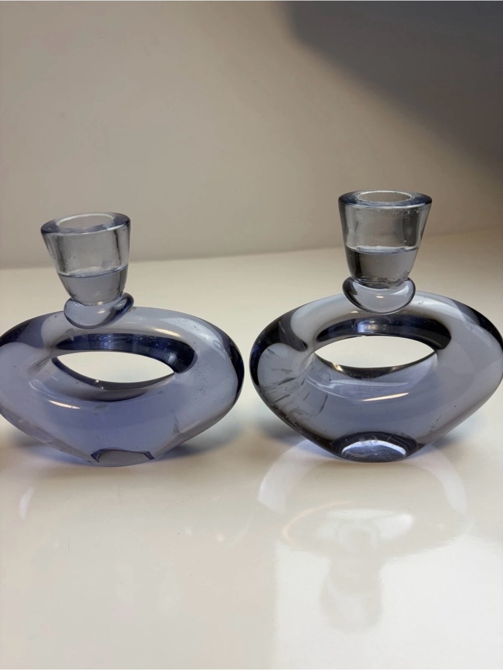 Vintage Czech Glass Beranek Candlestick Holders